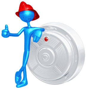 Animated image of a blue blub with a smoke detector