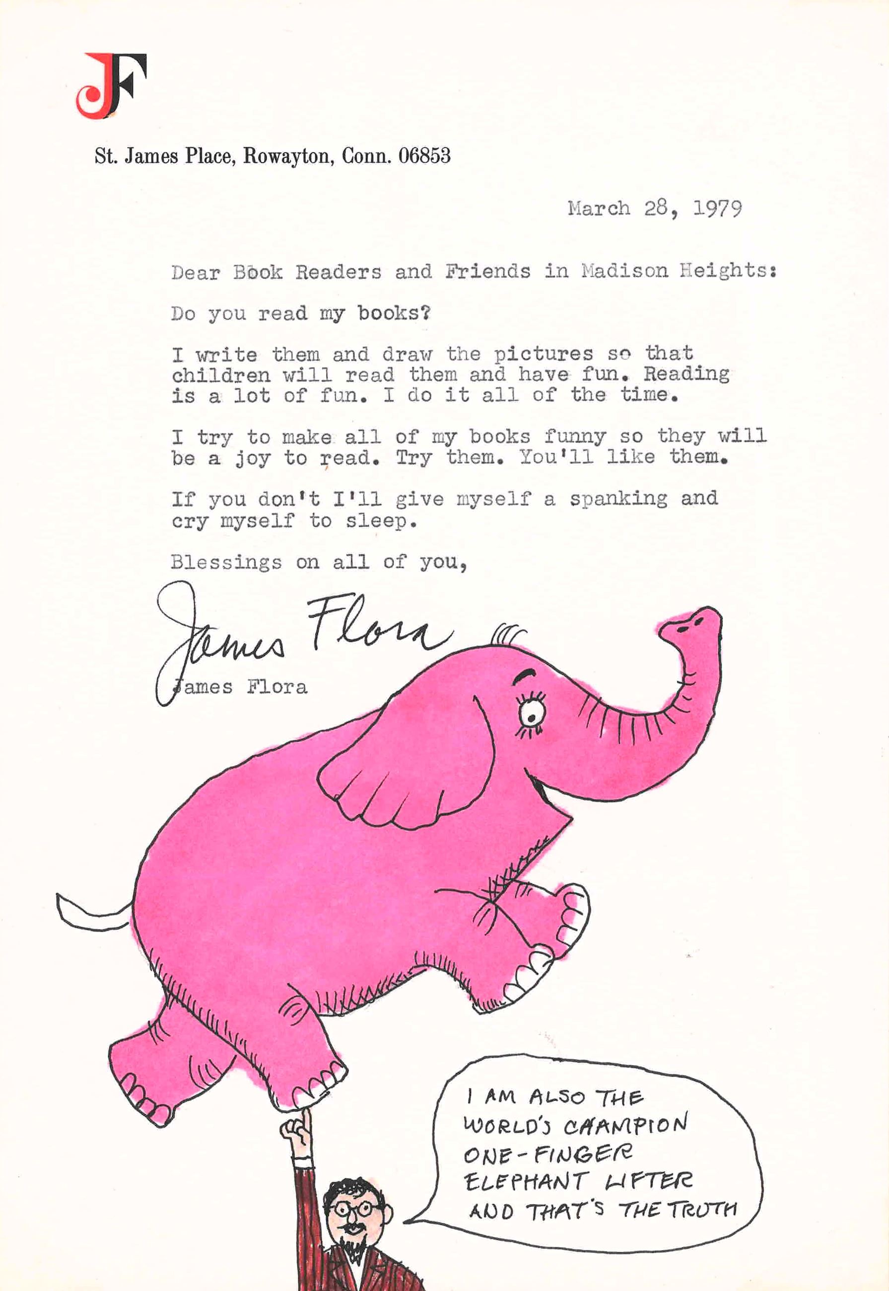 letter and drawing from james flora