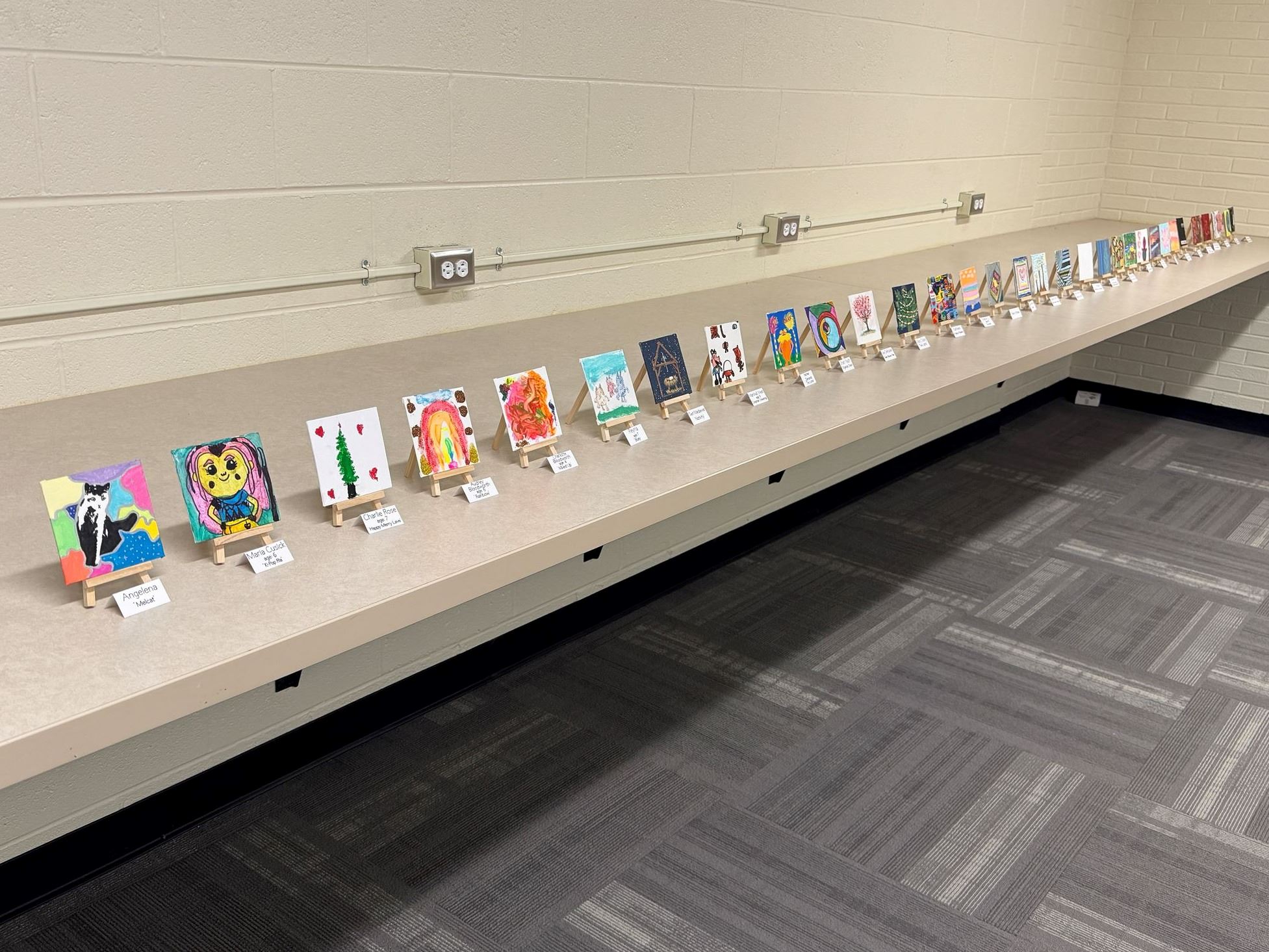 Tiny art pieces on display