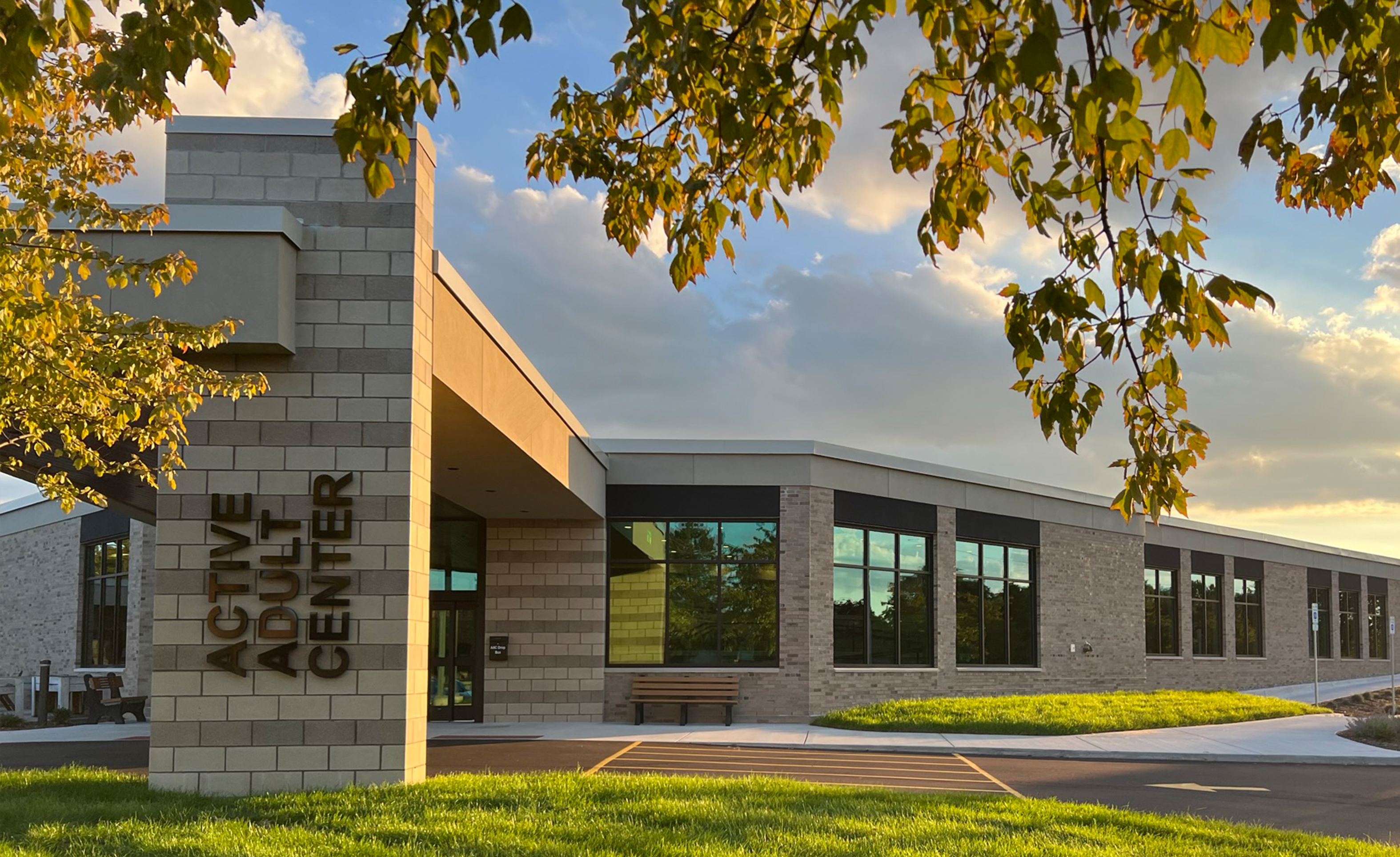 Building with covered drop off entry way