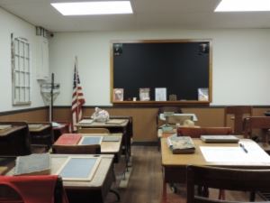Historic classroom with blackboard 